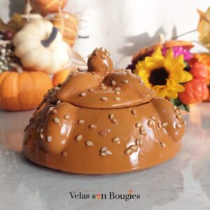 pan de muerto de cerámica  con vela (ajonjolí)