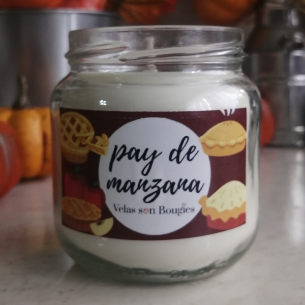 vela aromática  de pay de manzana 7oz