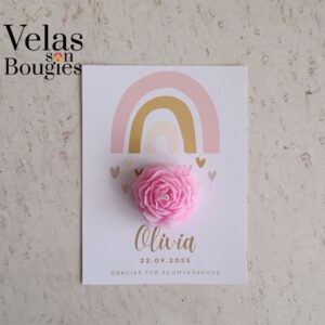 vela de peonia  baby con tarjeta