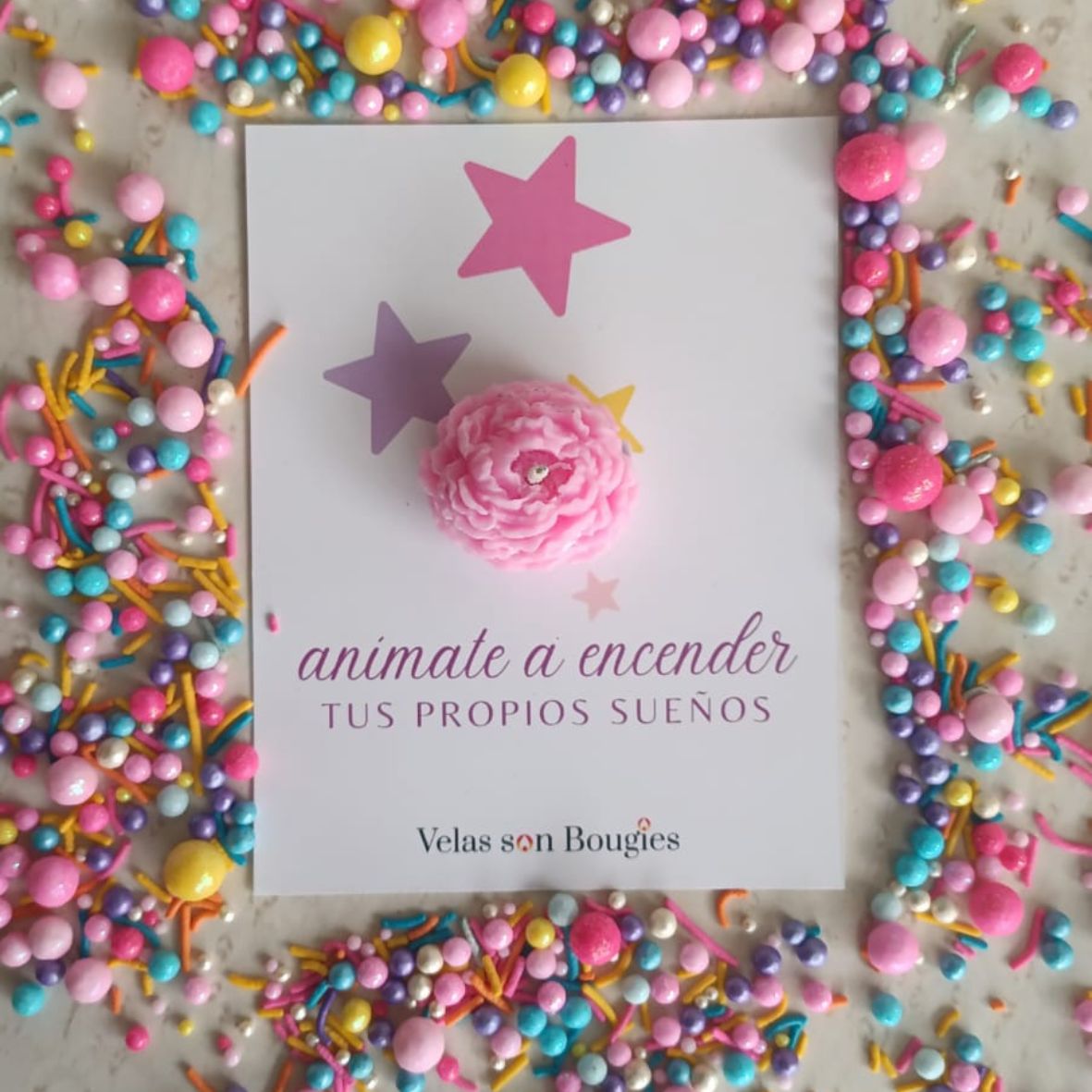 peonia mini con tarjeta