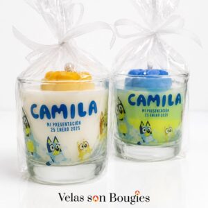 velas personalizadas vaso  grande con  decorado arriba