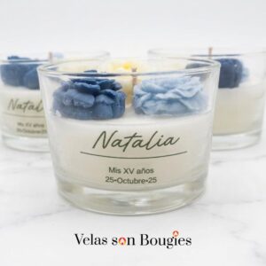 vela vaso  chico  con flores