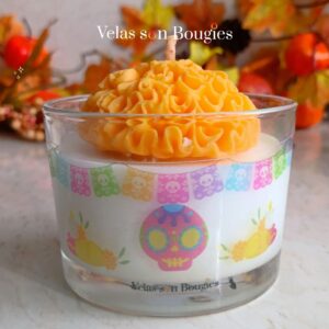 Vela ofrenda cempasúchil chica
